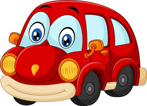 Funny červené auto izolovaných na bílém pozadí — Stockový vektor