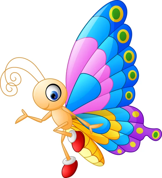 かわいい蝶の漫画の提示 — ストックベクタ