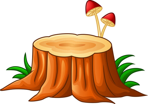 Illustration of tree stump and mushroom