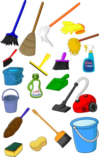 Collection of cleaner equipment — Stock Vector