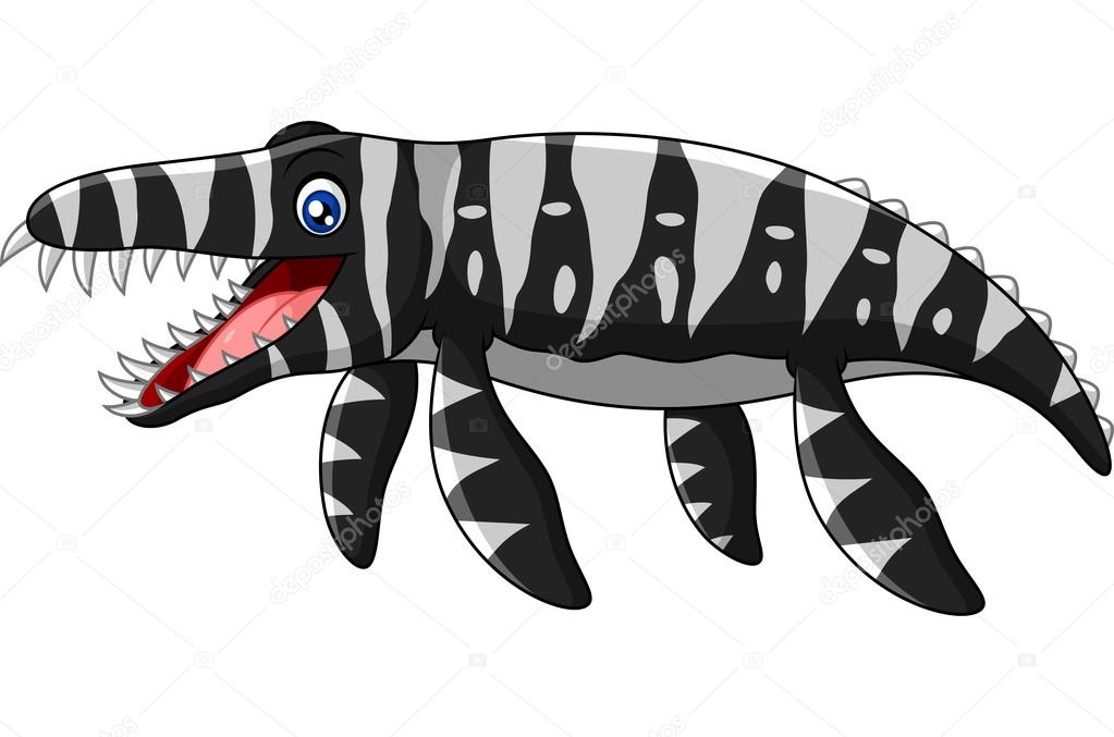 Cartoon kronosaurus on White background