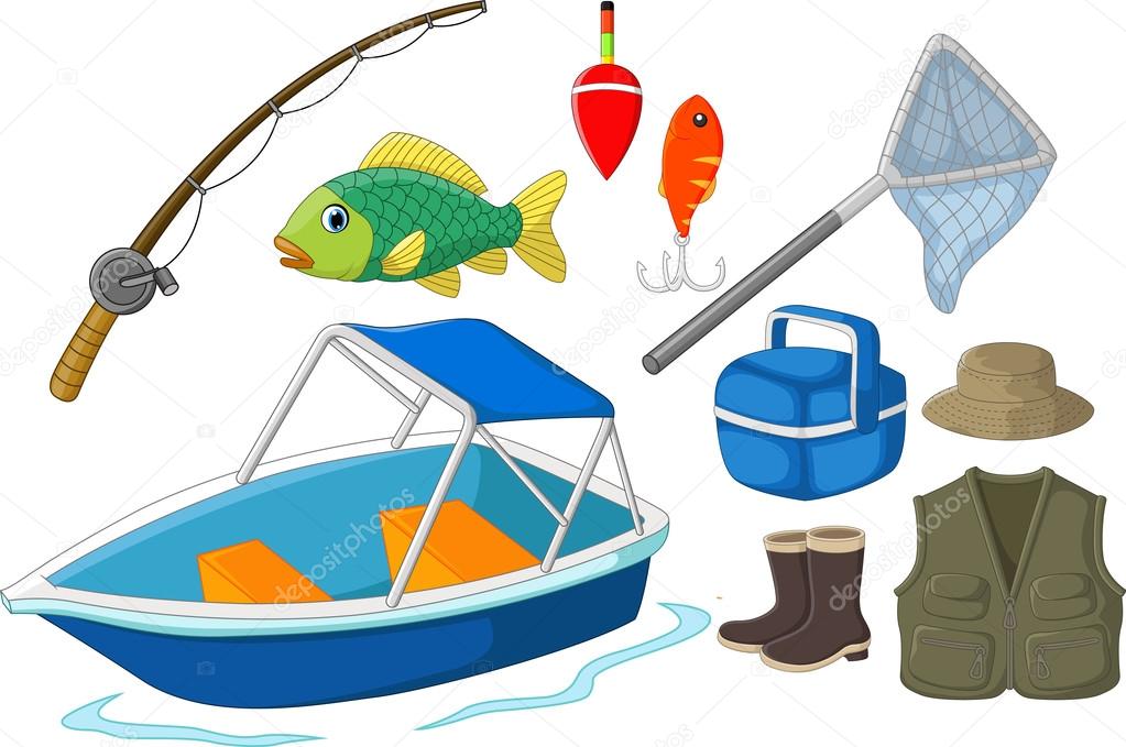 Collection of fishing equipment Stock Vector by ©dreamcreation01
