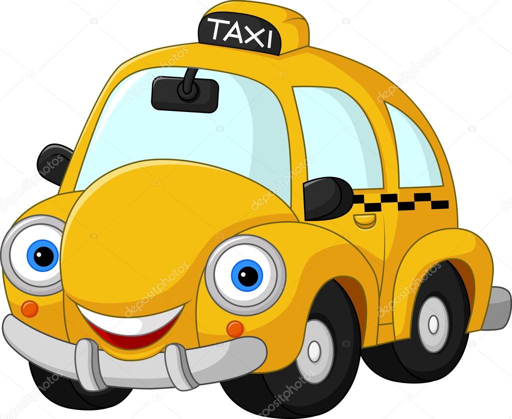 Cartoon funny yellow taxi