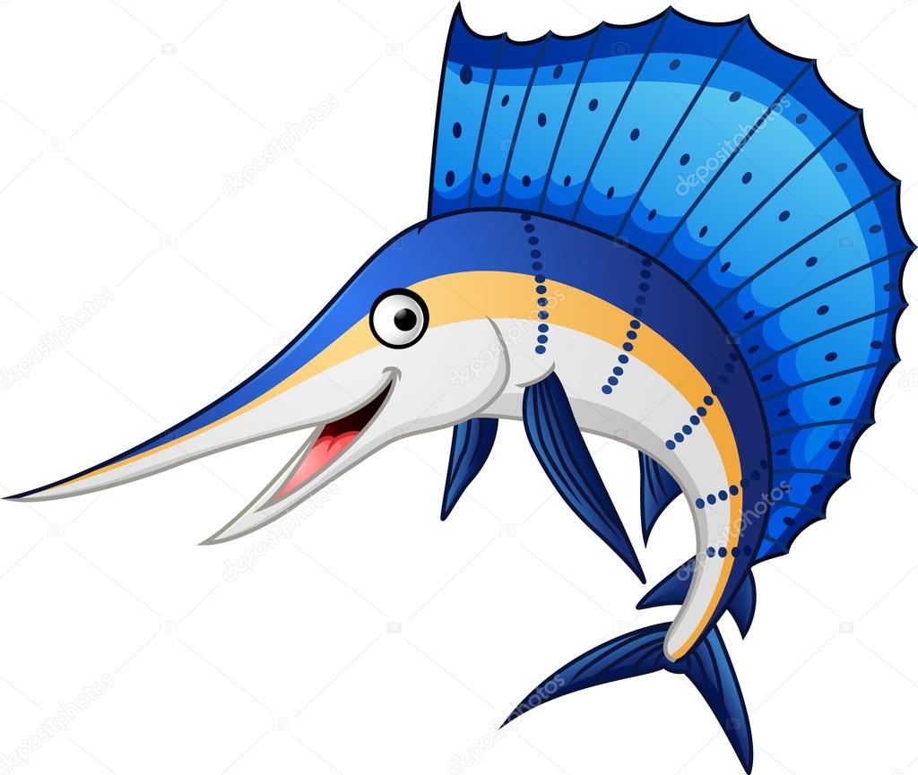 Illustration of marlin fish cartoon