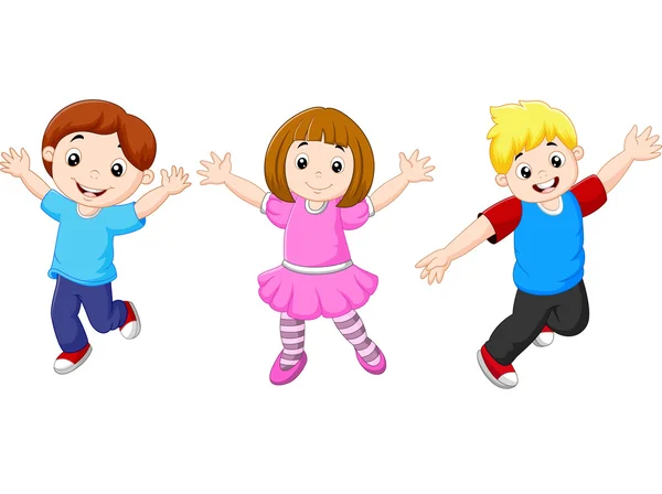 Glückliche kleine Kinder Cartoon — Stockvektor