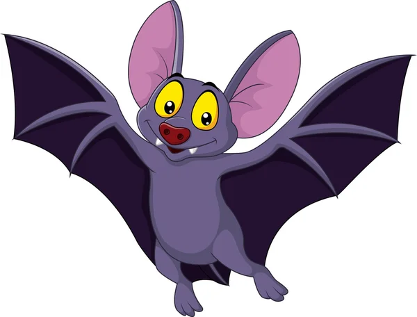 Happy bat cartoon flying - Stok Vektor