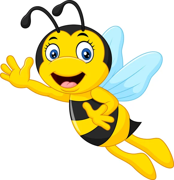 Γελοιογραφία μέλισσα κουνώντας το χέρι — Διανυσματικό Αρχείο