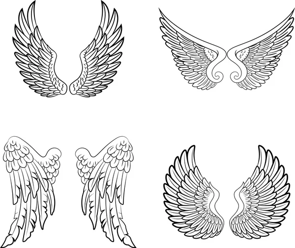 Cartoon angel wings collection set — Stock Vector