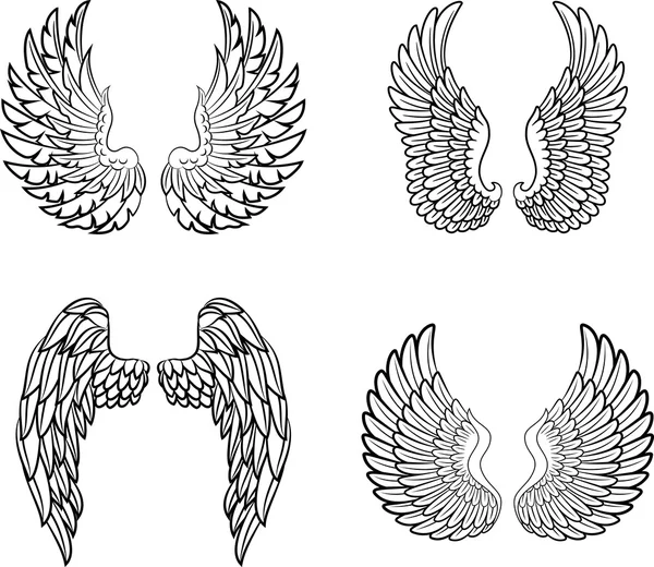 Cartoon angel wings collection set — Stock Vector