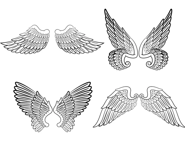 Cartoon angel wings collection set — Stock Vector