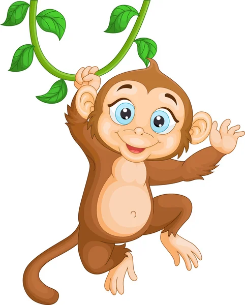 Cartoon gelukkig aap hangend — Stockvector