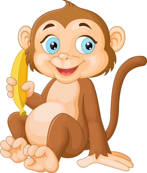 Cartoon-majom gazdaság banán — Stock Vector