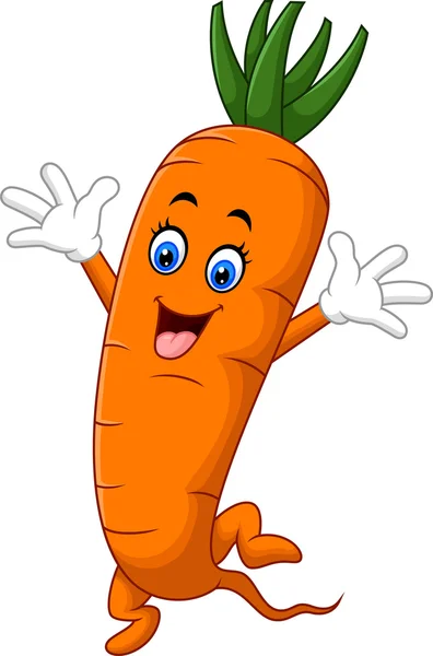 Happy carrot cartoon - Stok Vektor