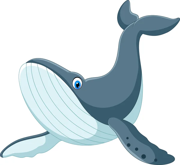 Desenhos animados de baleia azul feliz — Vetor de Stock