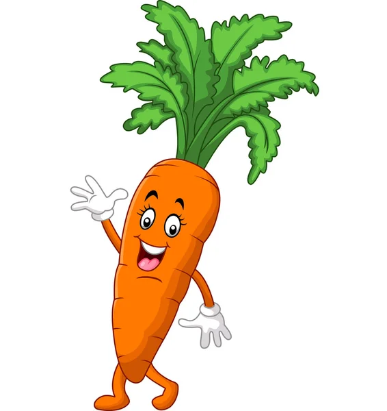 Cartoon funny carrot waving hand — Stock Vector