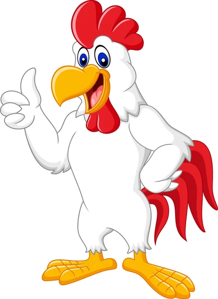 Feliz gallo de dibujos animados dando pulgar hacia arriba — Vector de stock