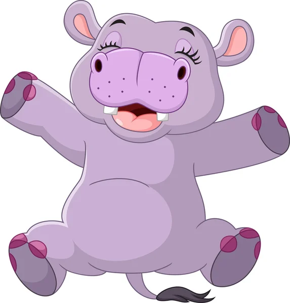 Cartoon funny hippo — Stock Vector
