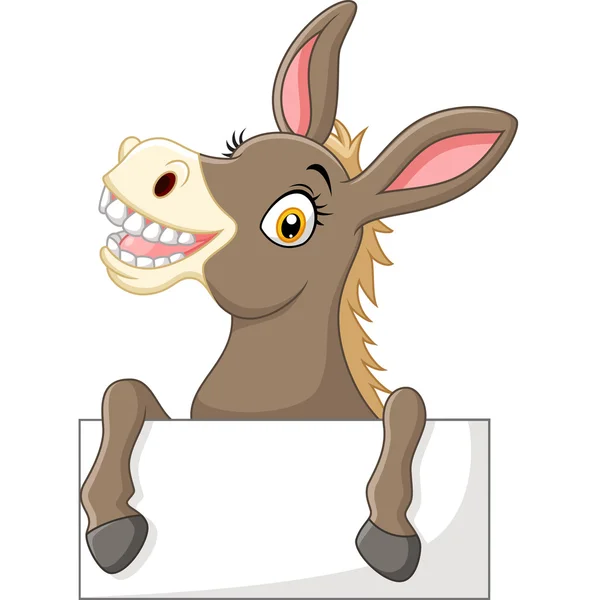 Funny donkey with blank sign — Stock Vector