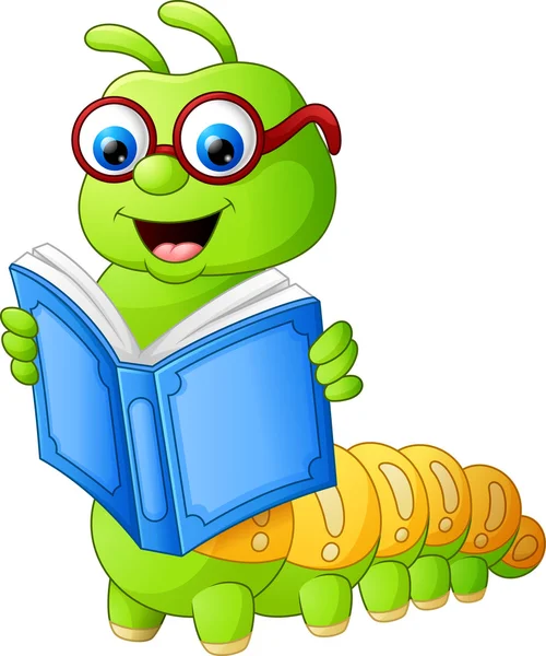 Libro di lettura Caterpillar — Vettoriale Stock