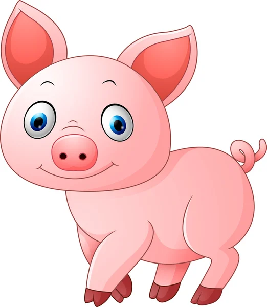 白い背景に隔離された漫画の豚 — ストックベクタ
