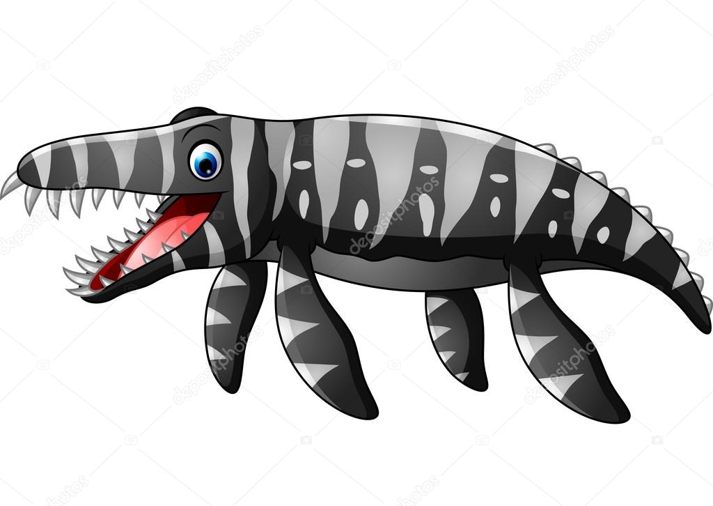 Cartoon kronosaurus on White background
