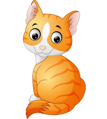 Cute cat cartoon isolated on white background clipart