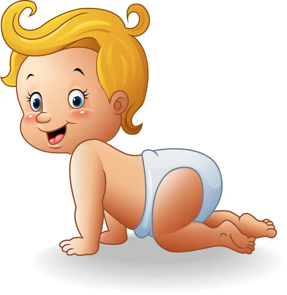 Cartoon baby meisje crawl — Stockvector