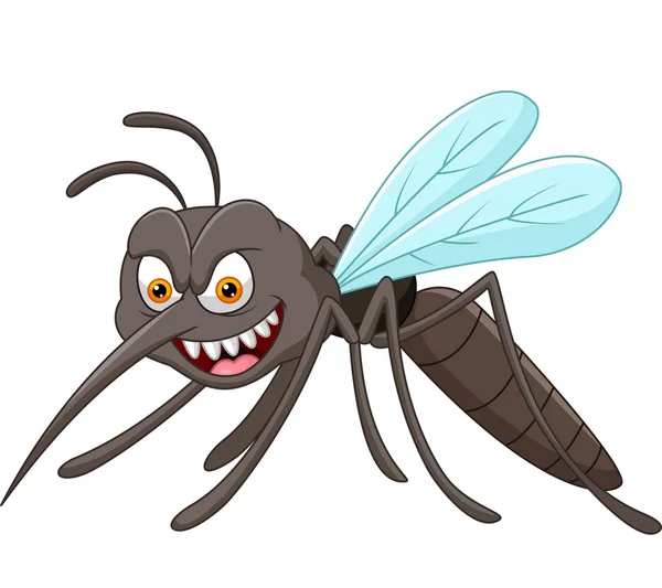 Cartoon danger mosquito on white background — Stock Vector