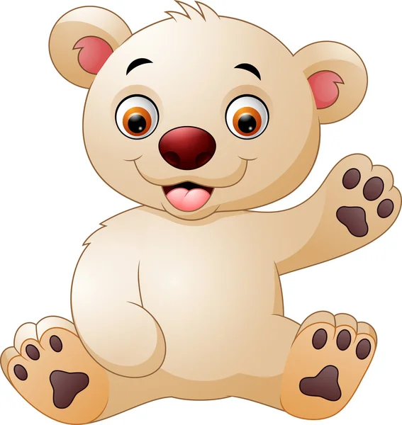 Cute baby bear waving hand — Stock Vector