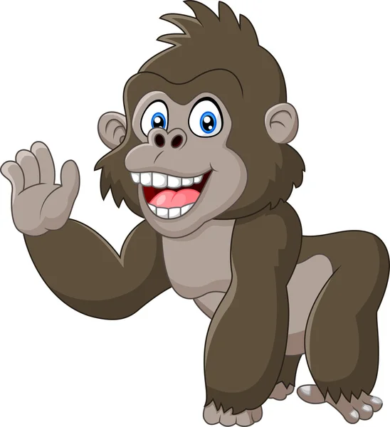 Vicces gorilla integetett kézzel — Stock Vector