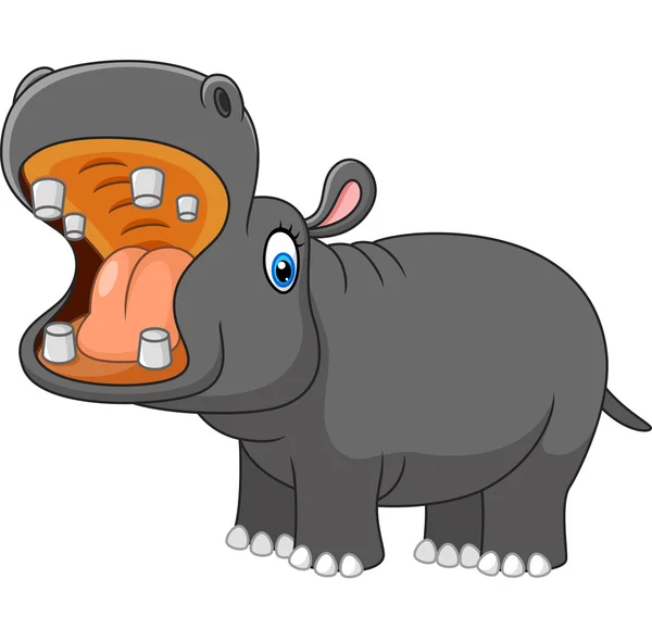 Hipopótamo de dibujos animados rugiendo — Archivo Imágenes Vectoriales