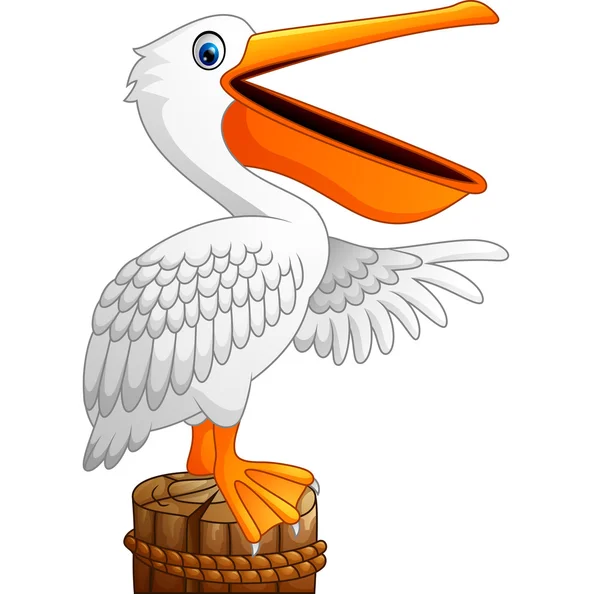 Cartoon Pelican in the bay — Stock Vector