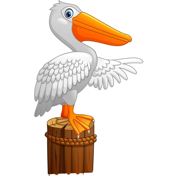 Desenhos animados Pelican na baía — Vetor de Stock