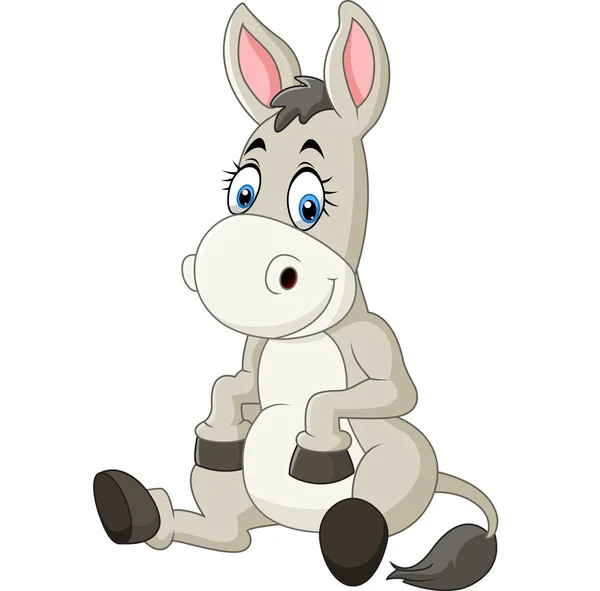 Cartoon funny donkey sitting — Stock Vector