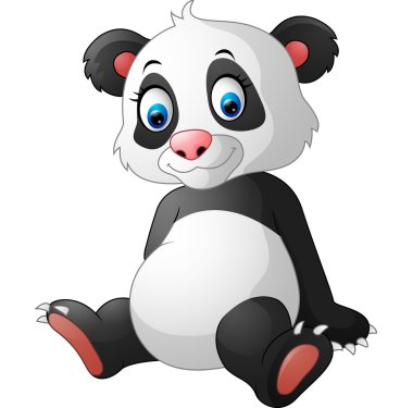 Beyaz arka plan üzerinde izole karikatür komik panda