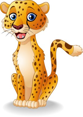 Karikatür mutlu cheetah oturan