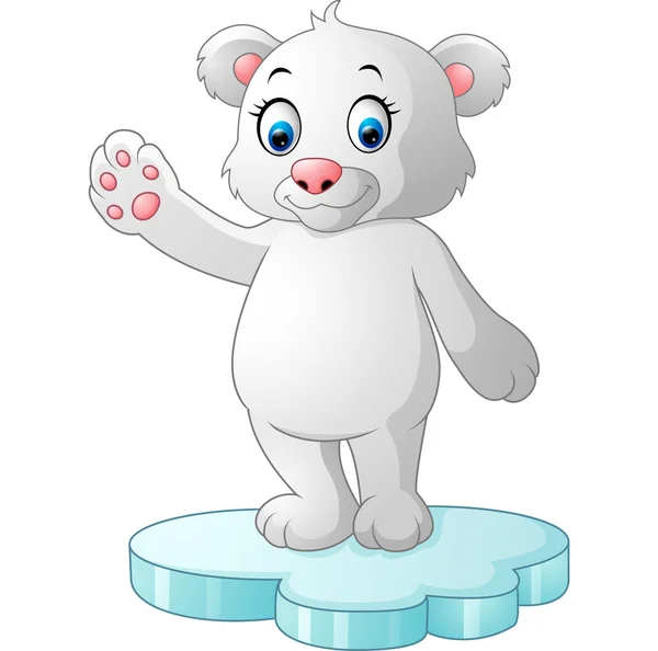 Cute polar bear waving — Stock Vector