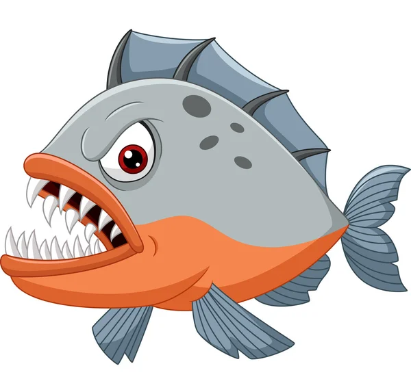 Angry piranha cartoon — Stock Vector