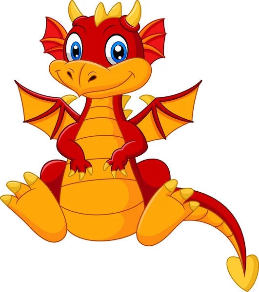 Dibujos animados bebé dragón rojo — Vector de stock