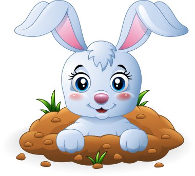 Mutlu bunny çizgi delik