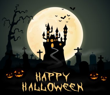 Kale ve mezarlık Halloween geceler arka plan