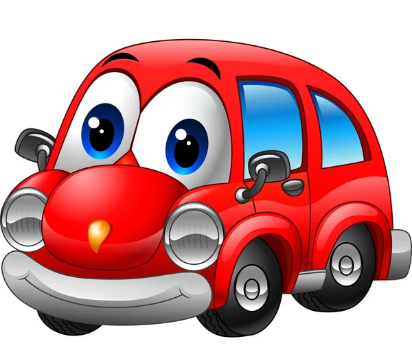 Desenhos animados engraçado carro vermelho — Vetor de Stock