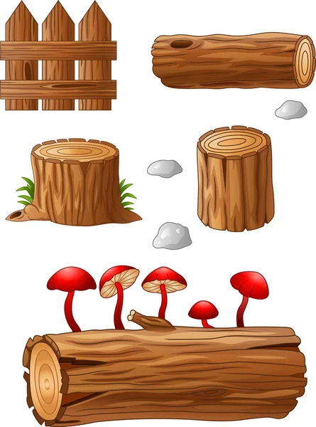 Hout en stomp cartoon — Stockvector