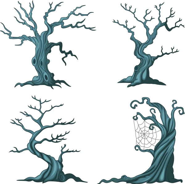 Dead tree collection set isolated on white — Stock Vector