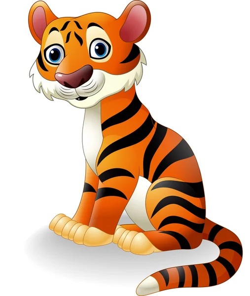 Tigre de bande dessinée assis — Image vectorielle
