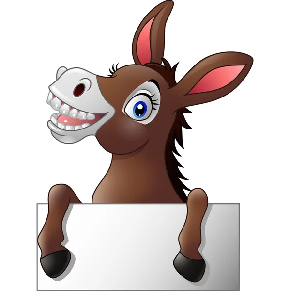 Funny donkey with blank sign — Stock Vector