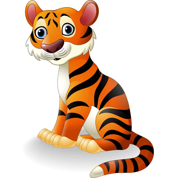 Tigre de dibujos animados sentado — Vector de stock