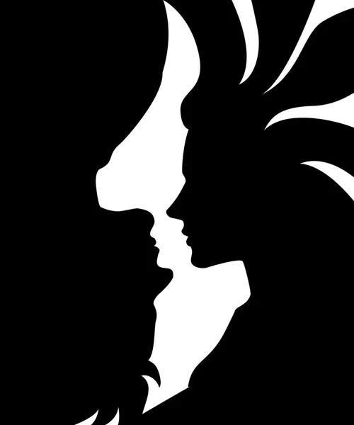 Perfil abstracto de una mujer y un hombre — Vector de stock