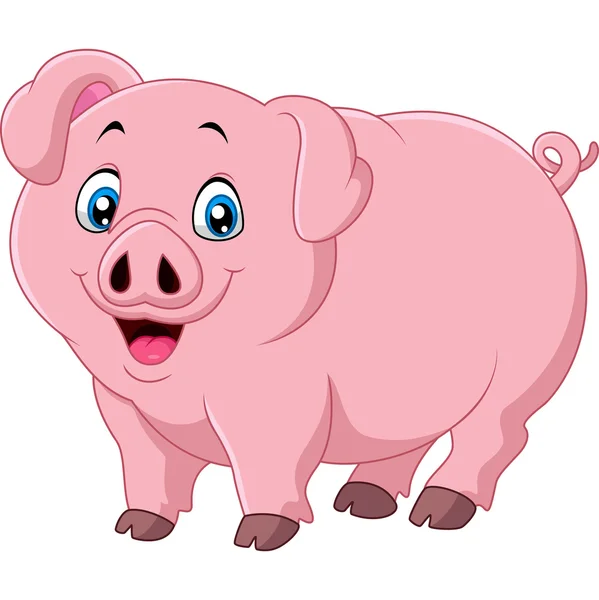 Babi kartun terisolasi pada latar belakang putih - Stok Vektor