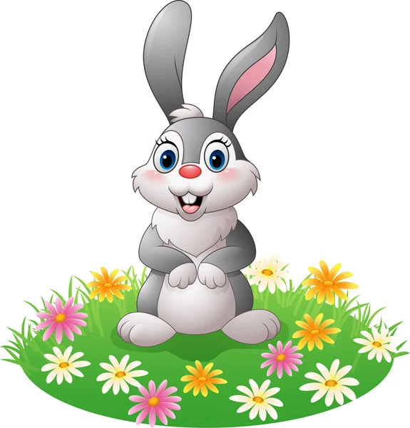 卡通兔子在草地上 — 图库矢量图片